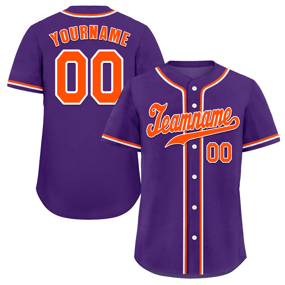 Custom Purple Classic Style Orange Authentic Baseball Jersey