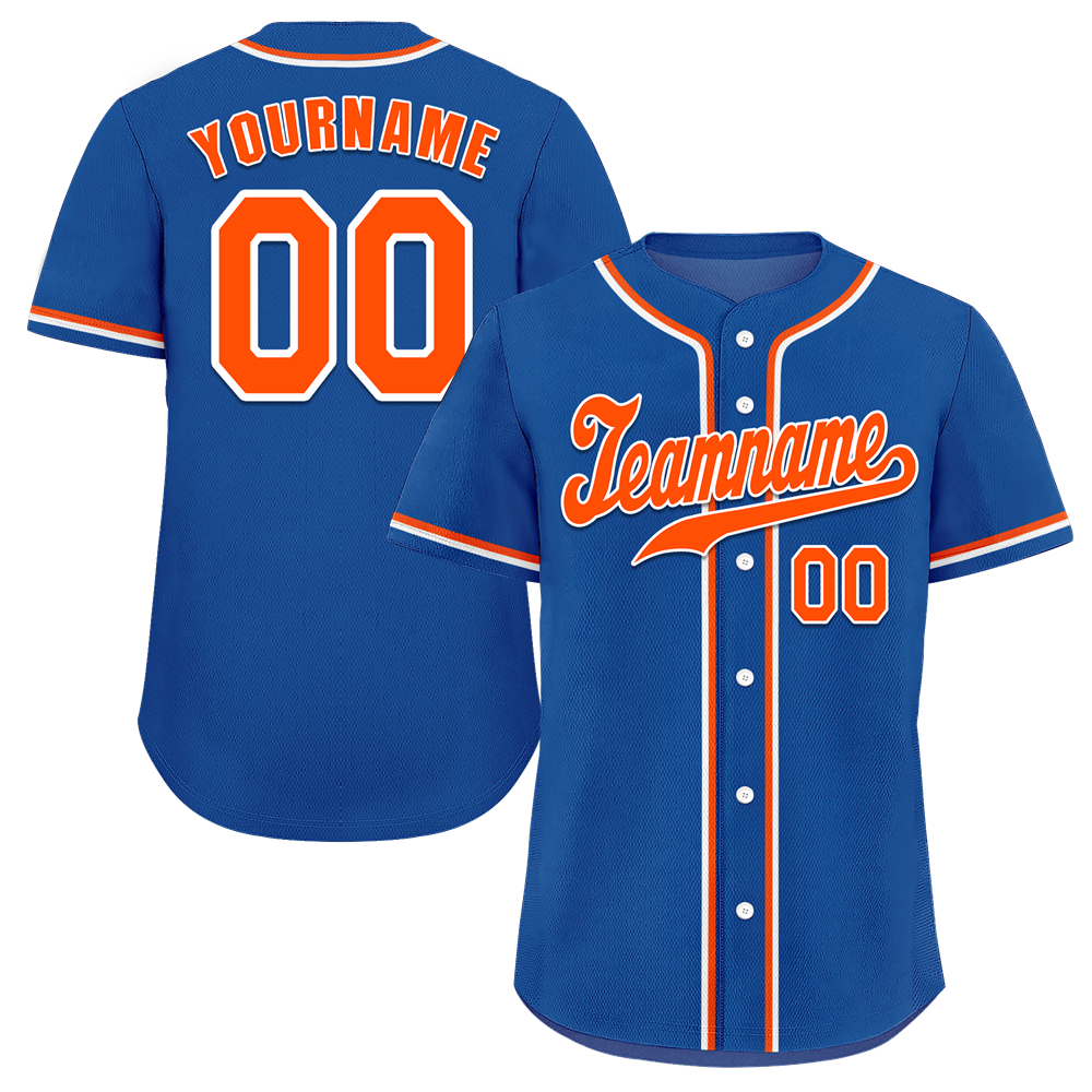 Custom Blue Classic Style Orange Authentic Baseball Jersey
