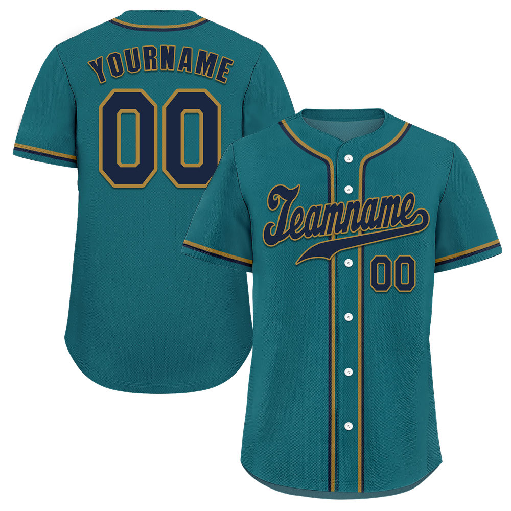 Custom Aqua Classic Style Black Authentic Baseball Jersey