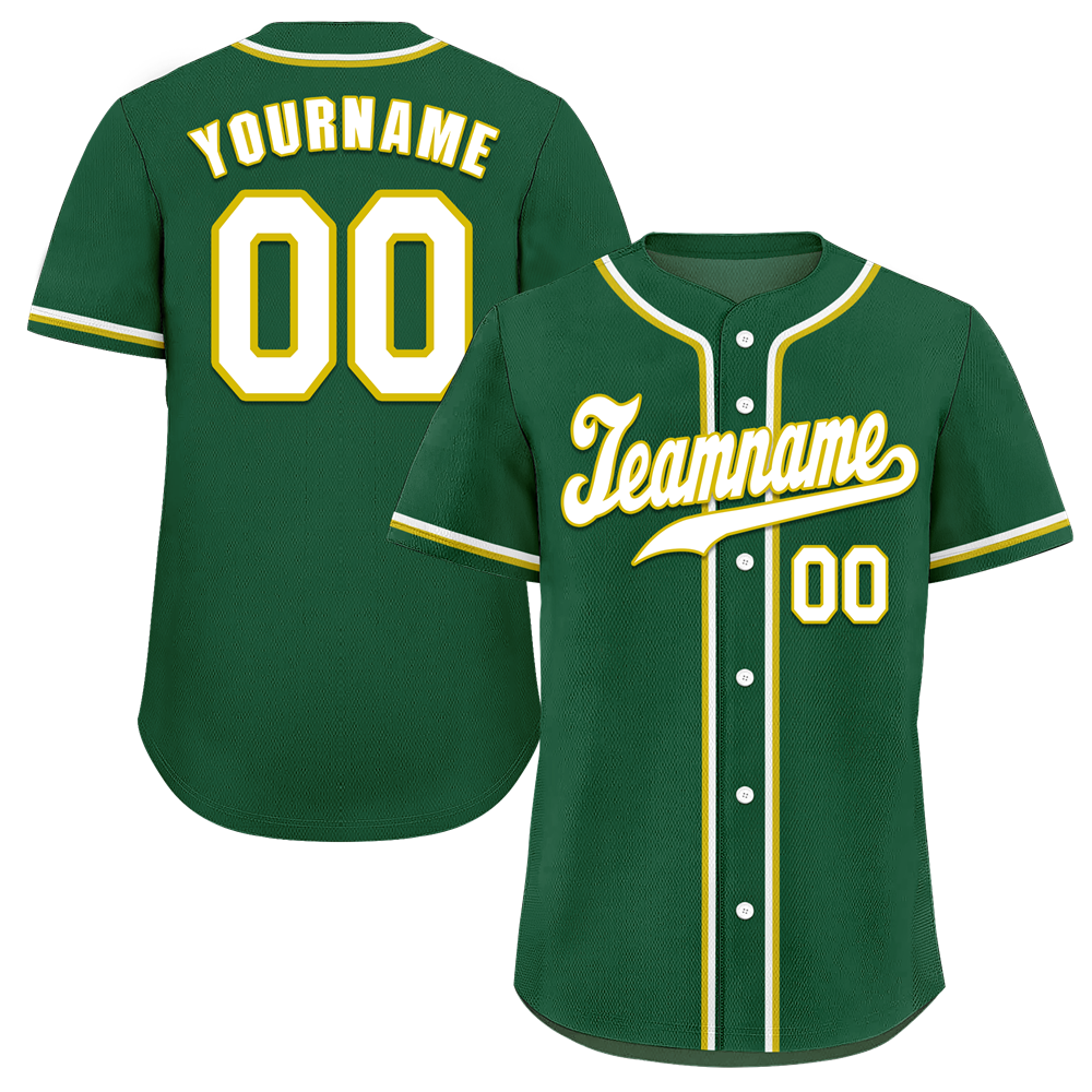 Custom Green Classic Style White Authentic Baseball Jersey