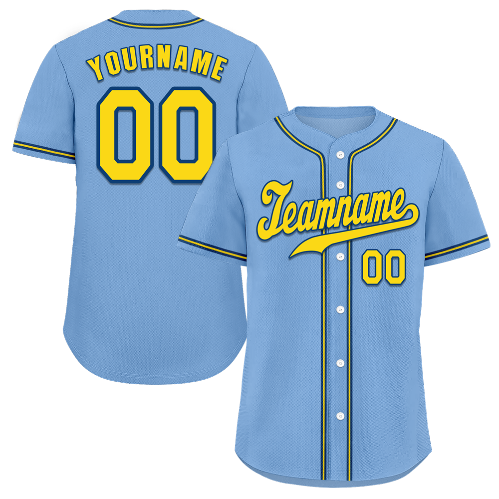 Custom Aqua Classic Style Yellow Authentic Baseball Jersey