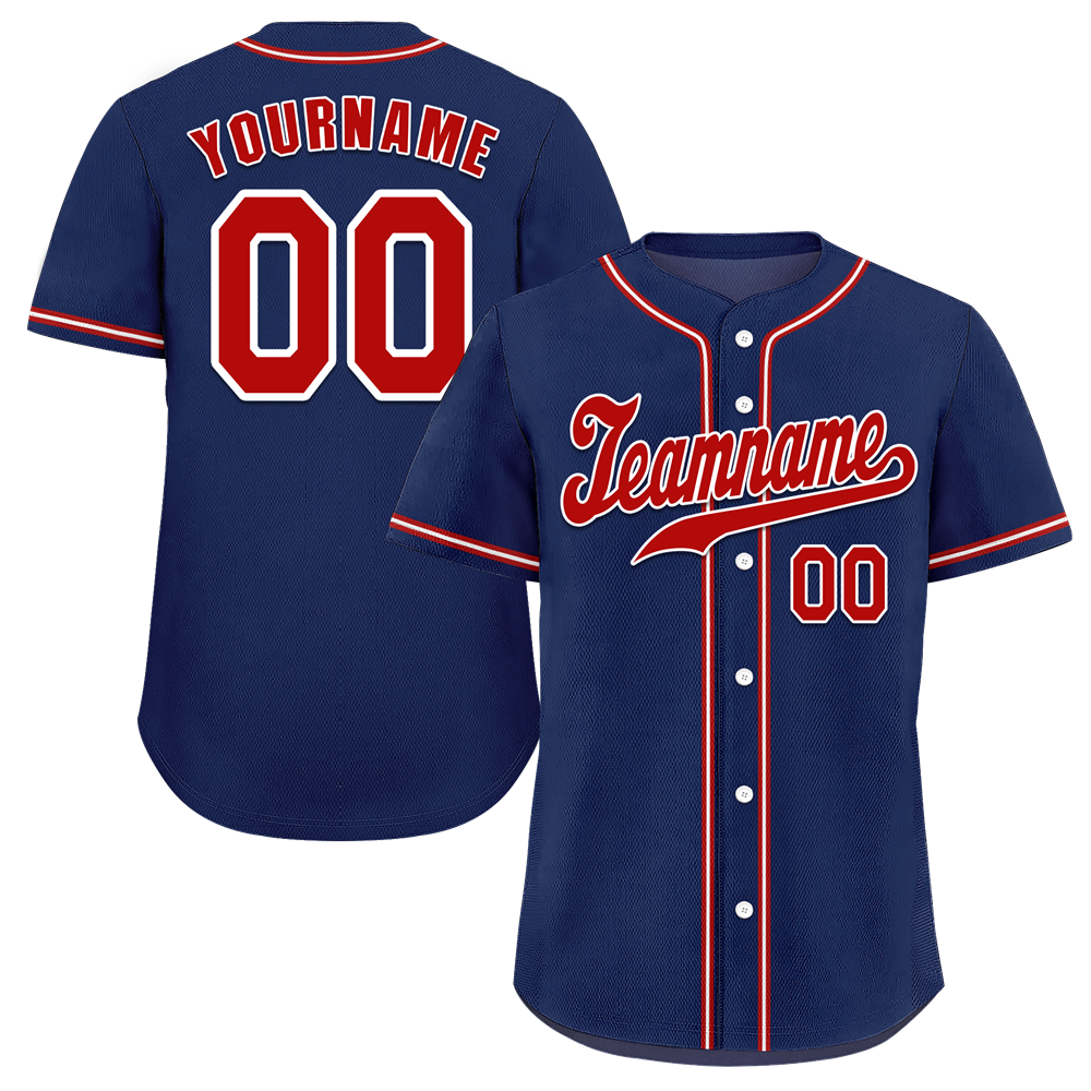 Custom Blue Classic Style Red Authentic Baseball Jersey