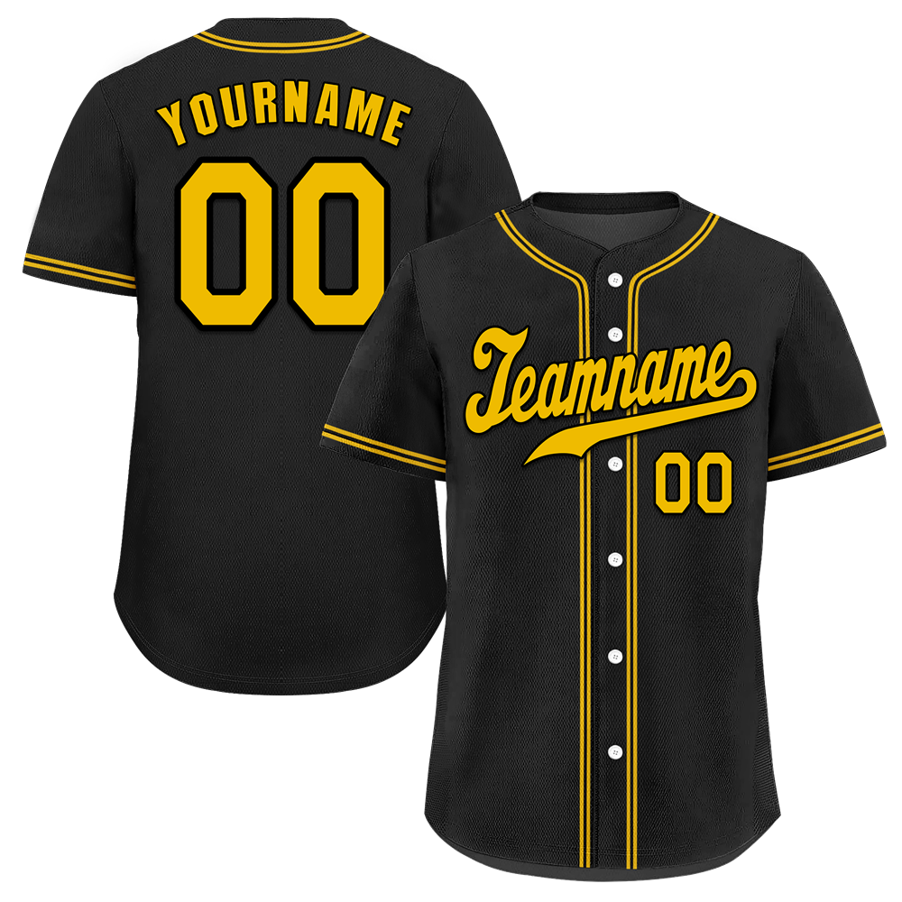 Custom Black Classic Style Yellow Authentic Baseball Jersey