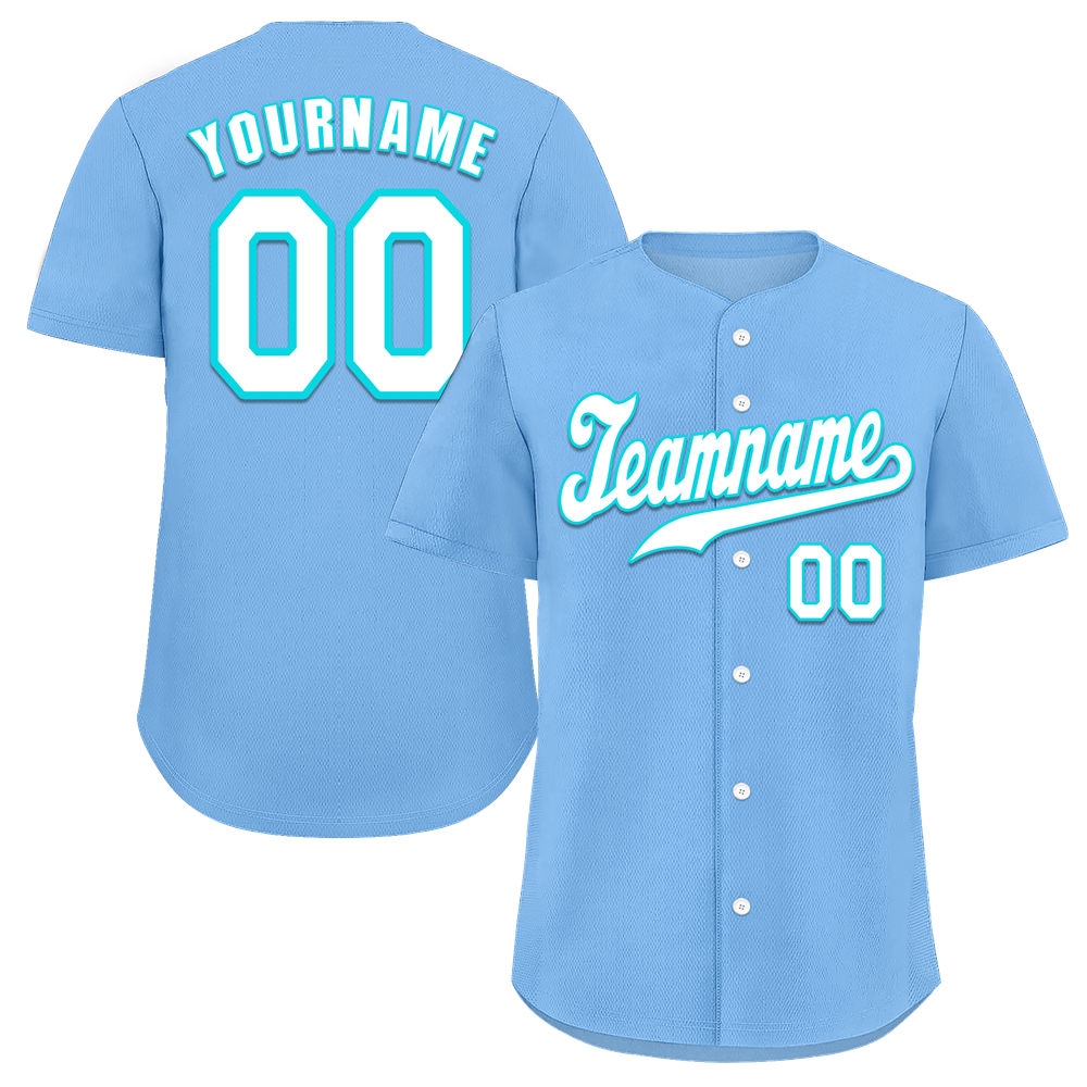 Custom Aqua Classic Style White Authentic Baseball Jersey