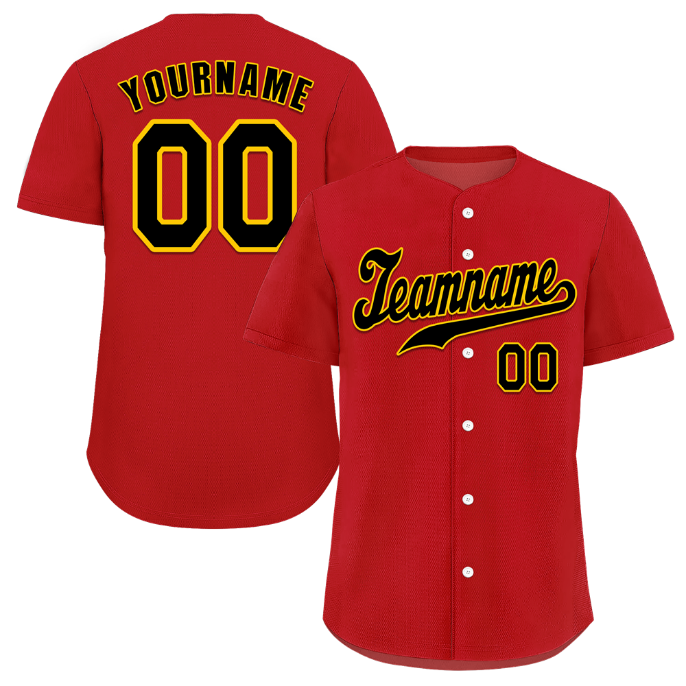 Custom Red Classic Style Black Authentic Baseball Jersey