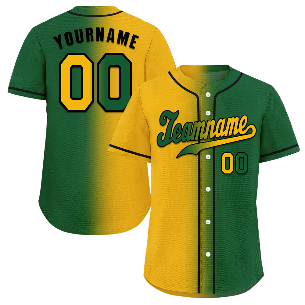 Custom Orange Green Gradient Fashion Green Authentic Baseball Jersey