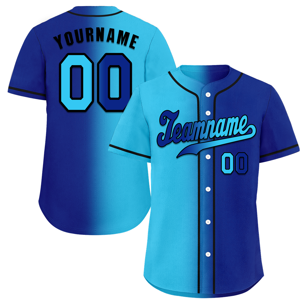 Custom Aqua Blue Gradient Fashion Blue Authentic Baseball Jersey