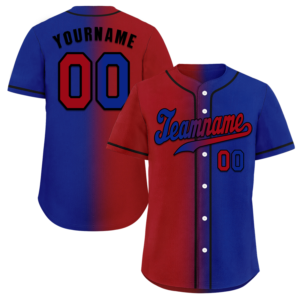 Custom Red Blue Gradient Fashion Blue Authentic Baseball Jersey