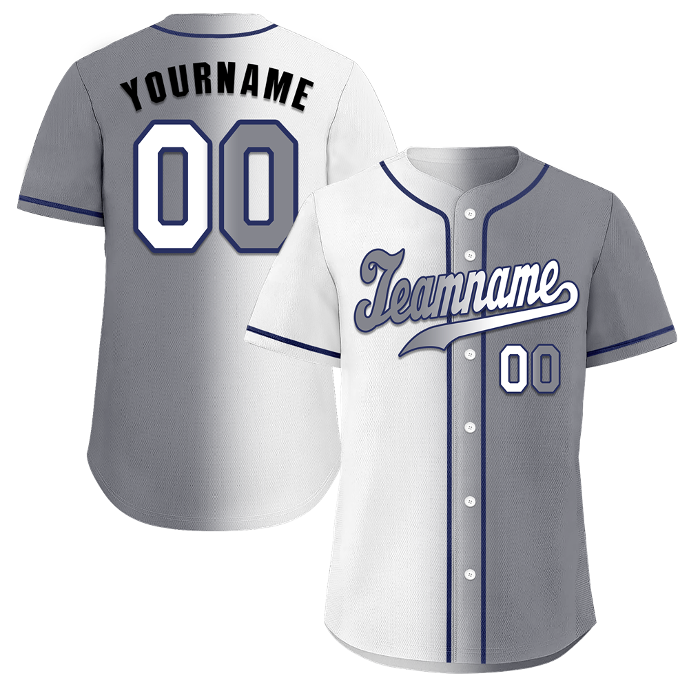 Custom White Grey Gradient Fashion Grey Authentic Baseball Jersey