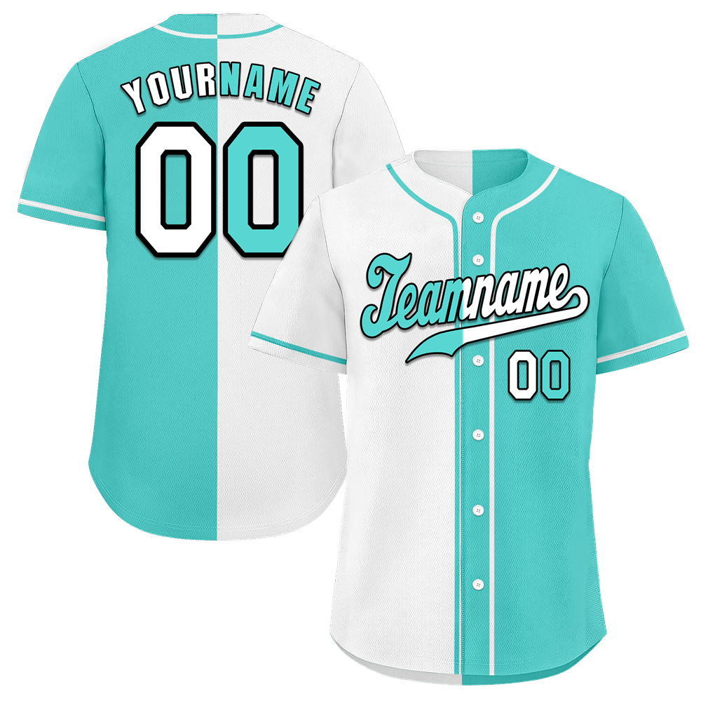 Custom White Aqua Gradient Fashion Aqua Authentic Baseball Jersey