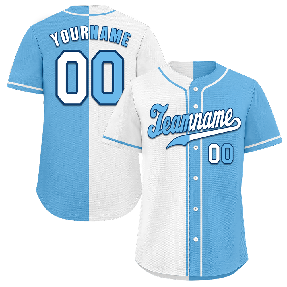 Custom White Blue Gradient Fashion Blue Authentic Baseball Jersey