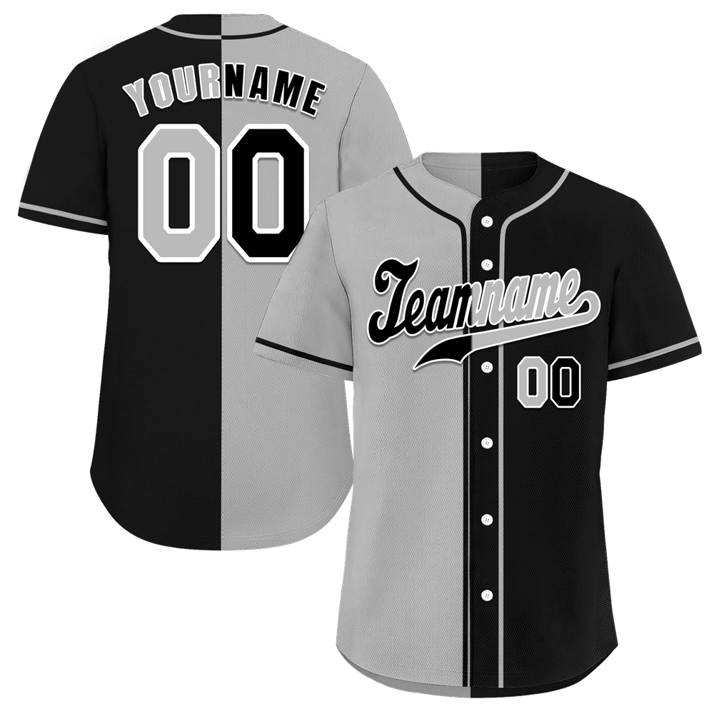 Custom Grey Black Gradient Fashion Black Authentic Baseball Jersey
