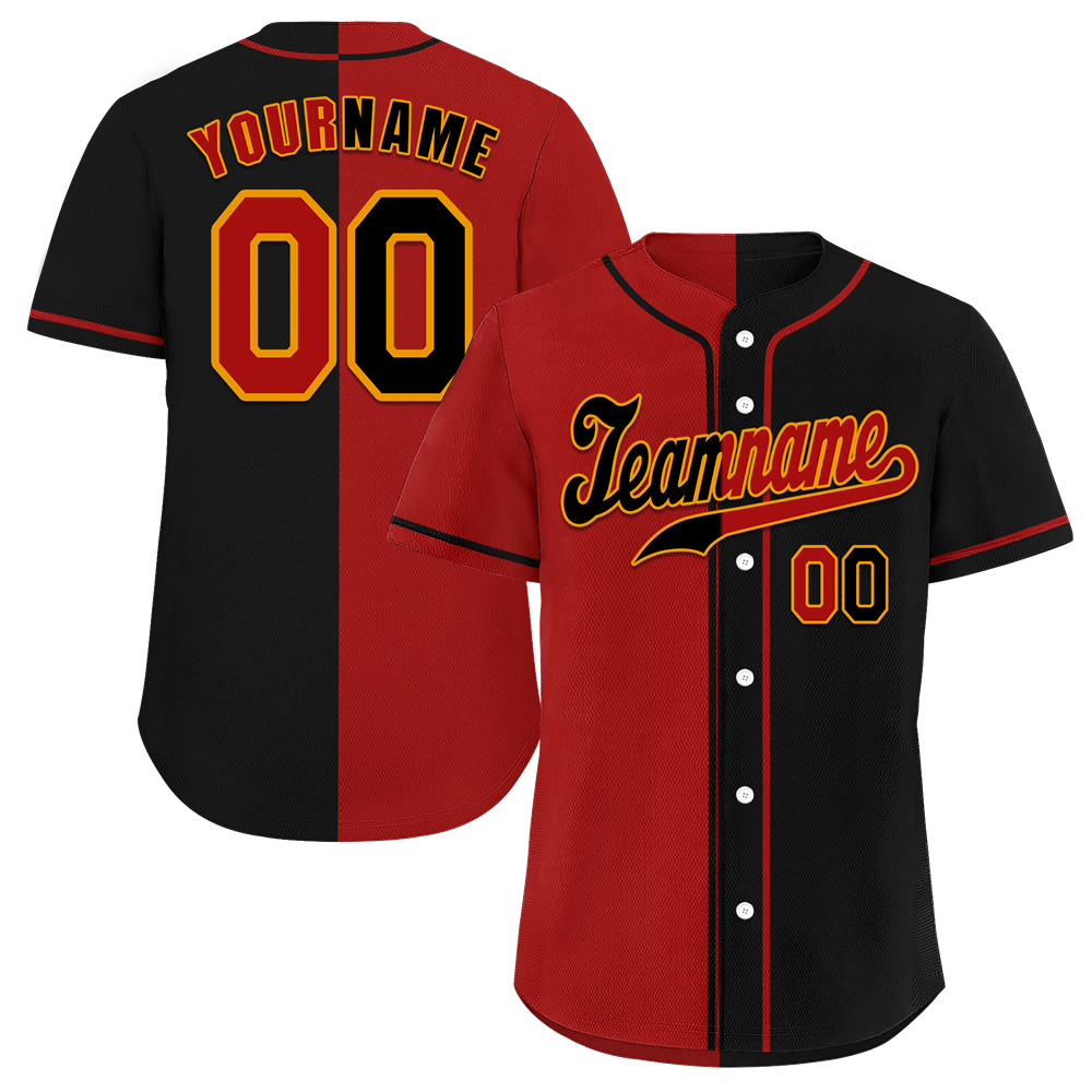 Custom Red Black Gradient Fashion Black Authentic Baseball Jersey
