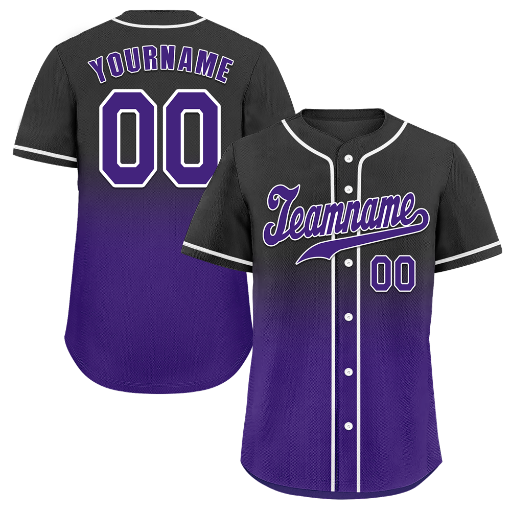 Custom Black Purple Fade Fashion Purple Authentic Baseball Jersey