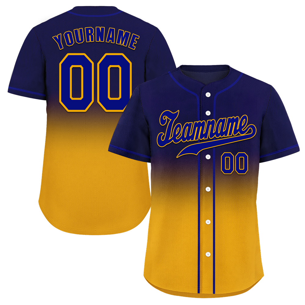Custom Purple Yellow Fade Fashion Purple Authentic Baseball Jersey