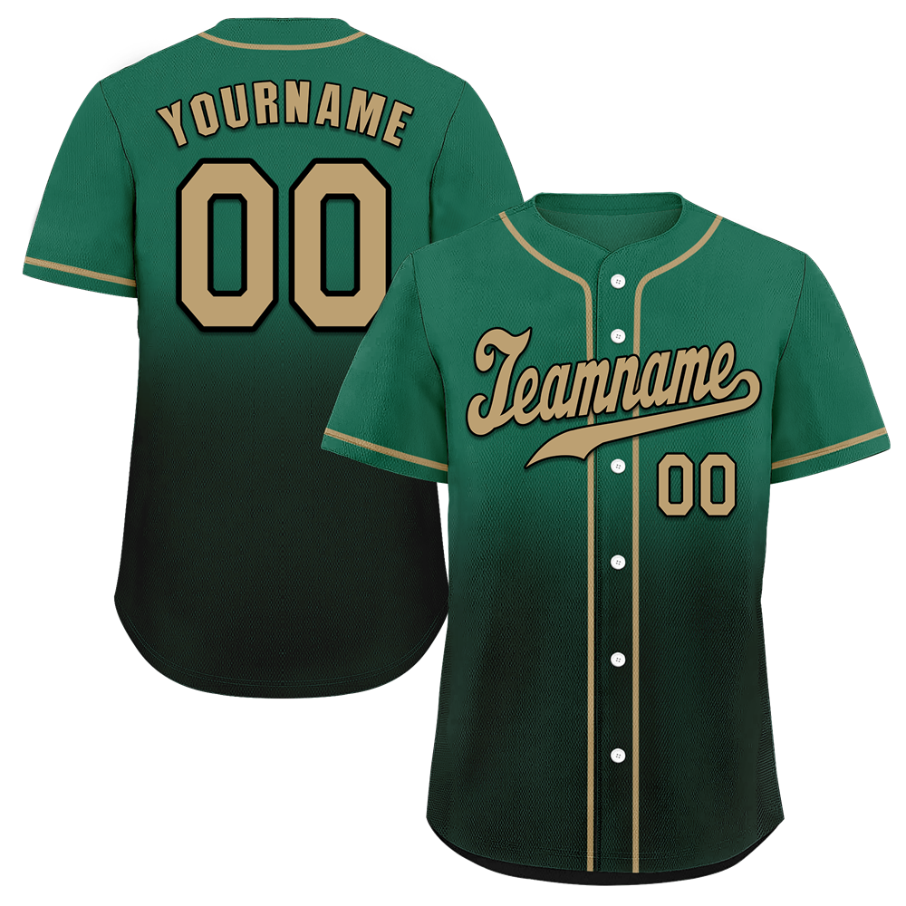 Custom Green Black Fade Fashion Grey Authentic Baseball Jersey