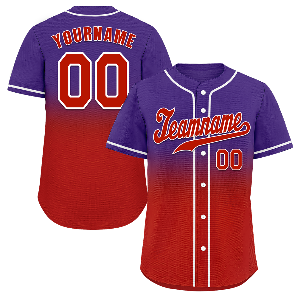 Custom Purple Red Fade Fashion Red Authentic Baseball Jersey