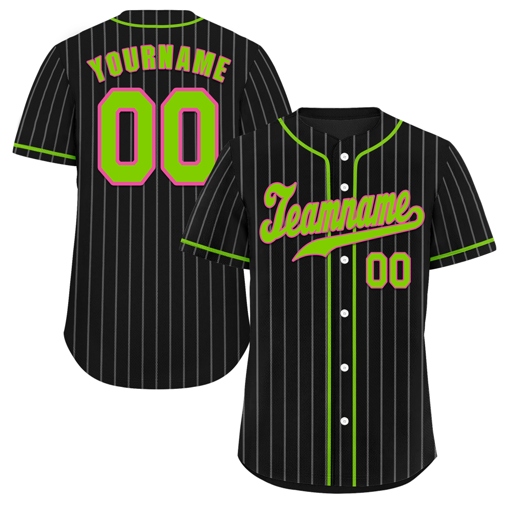 Custom Black Stripe Fashion Green Authentic Baseball Jersey