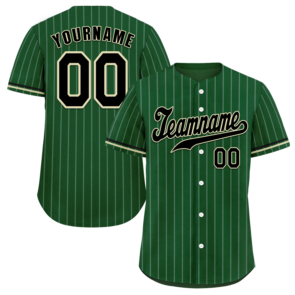 Custom Green Stripe Fashion Black Authentic Baseball Jersey