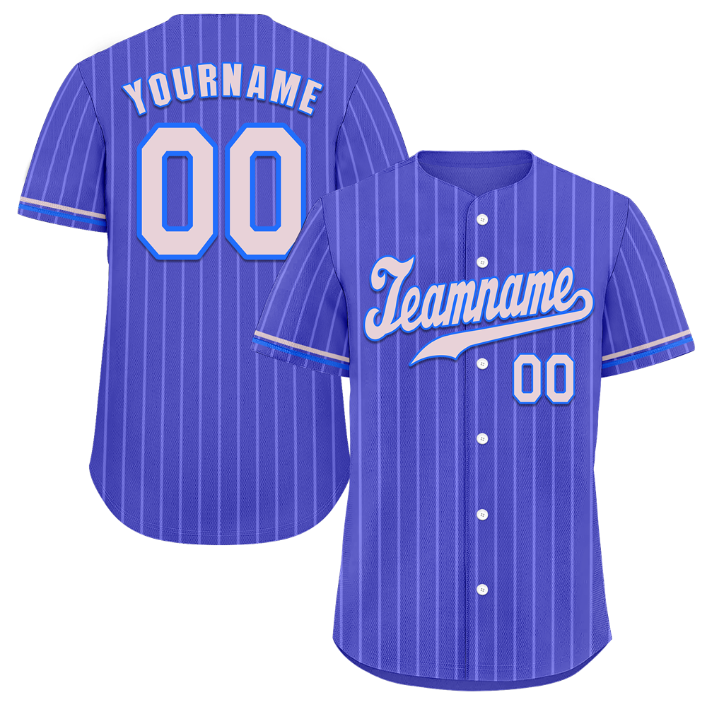 Custom Blue Stripe Fashion Grey Authentic Baseball Jersey