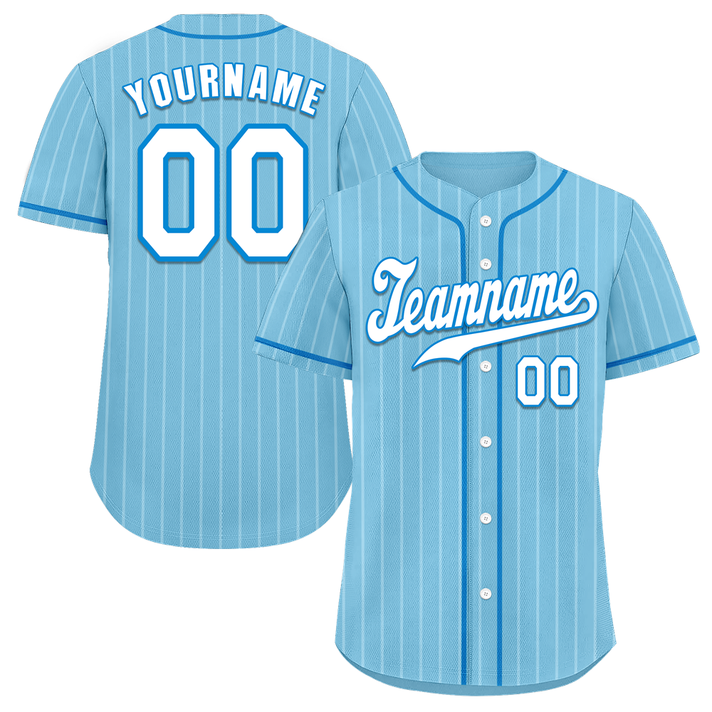 Custom Aqua Stripe Fashion White Authentic Baseball Jersey