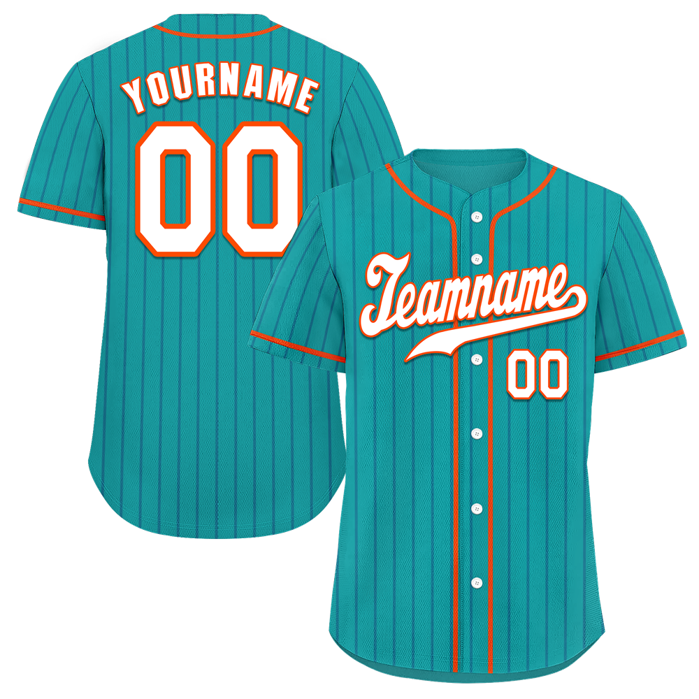 Custom Aqua Stripe Fashion White Authentic Baseball Jersey