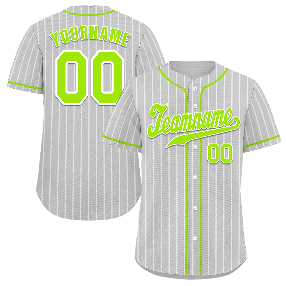 Custom Grey Stripe Fashion Green Authentic Baseball Jersey