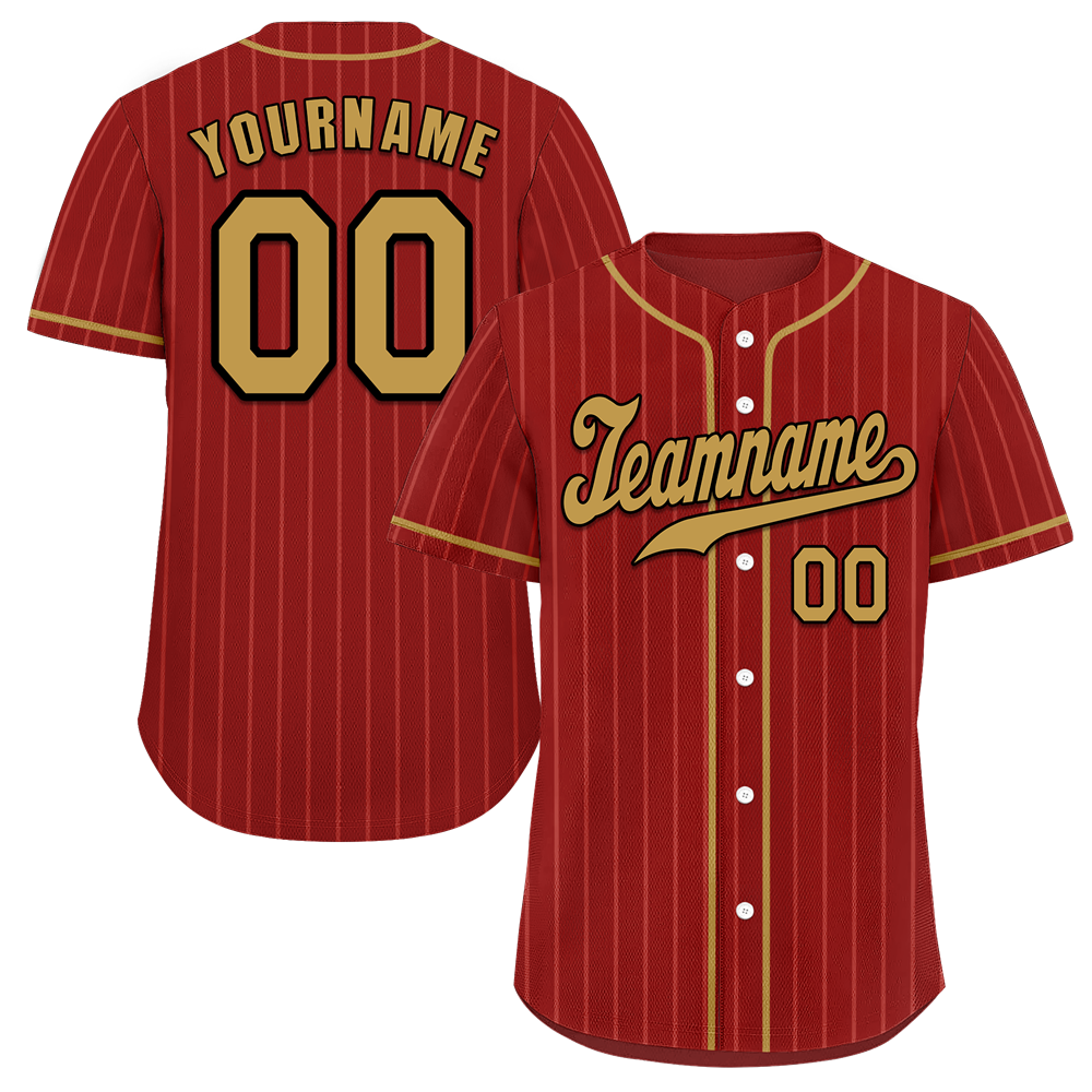 Custom Brown Stripe Fashion Orange Authentic Baseball Jersey