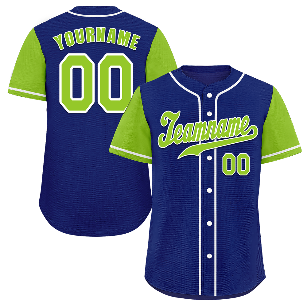 Custom Blue Green Raglan Sleeves Green Authentic Baseball Jersey