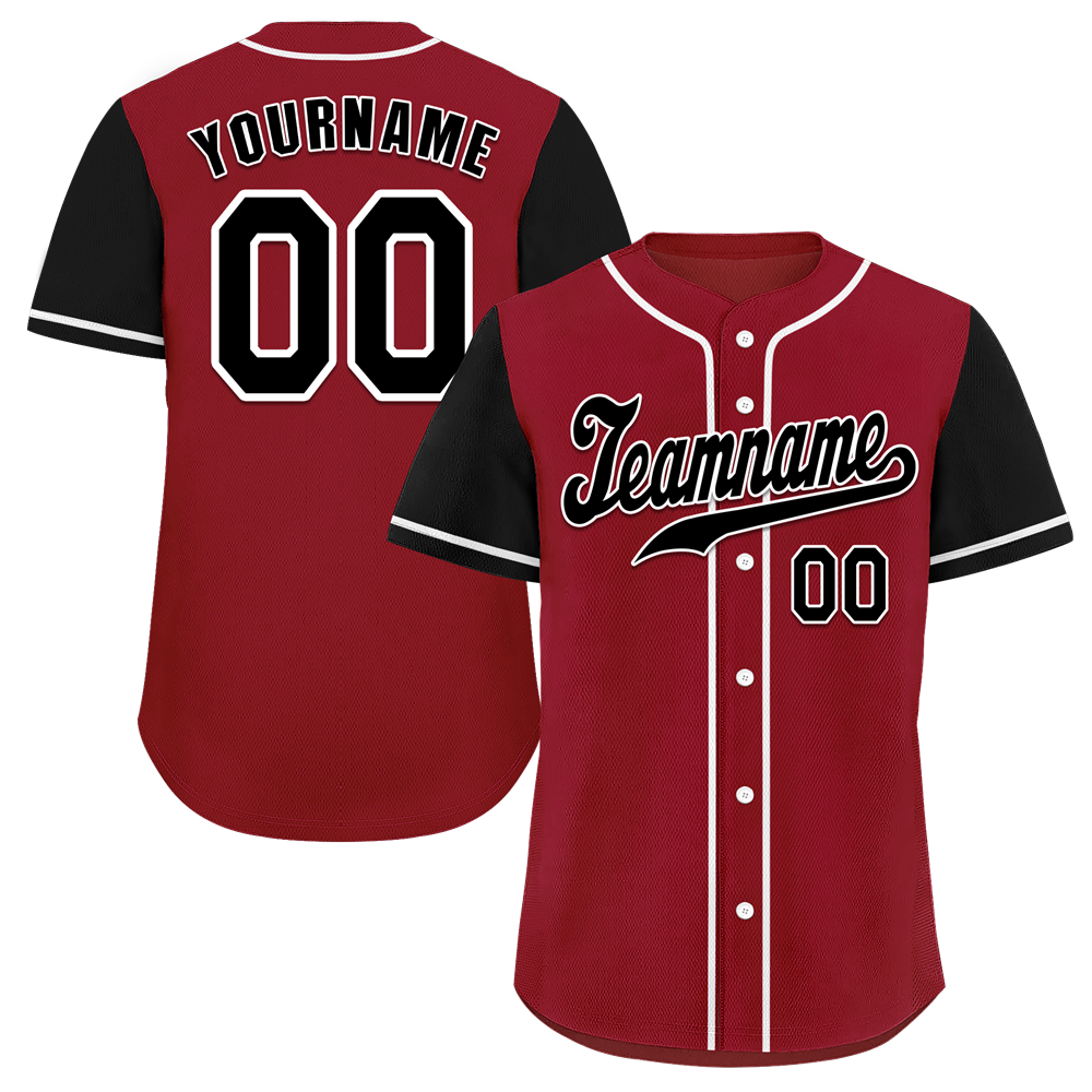 Custom Brown Black Raglan Sleeves Black Authentic Baseball Jersey