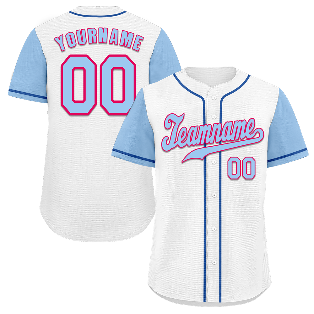 Custom White Aqua Raglan Sleeves Aqua Authentic Baseball Jersey