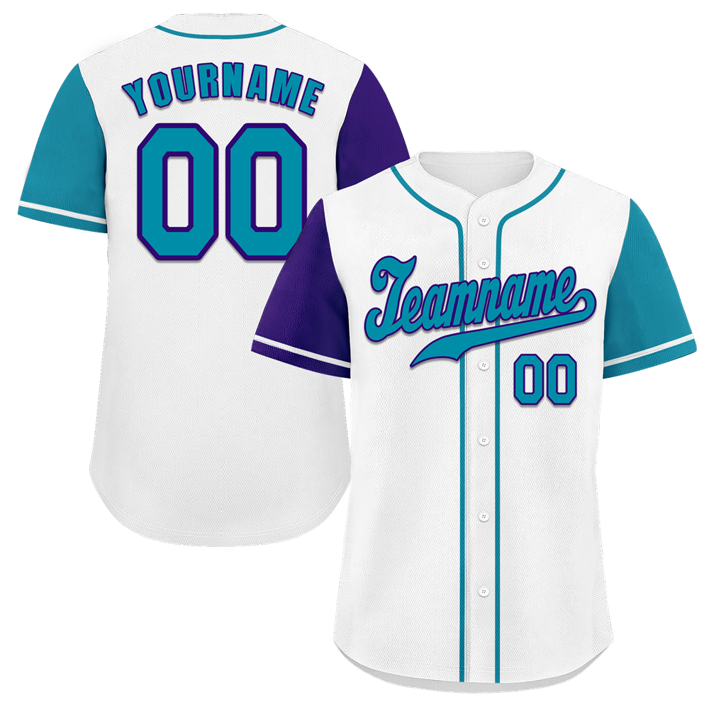 Custom White Two Tone Aqua Authentic Baseball Jersey