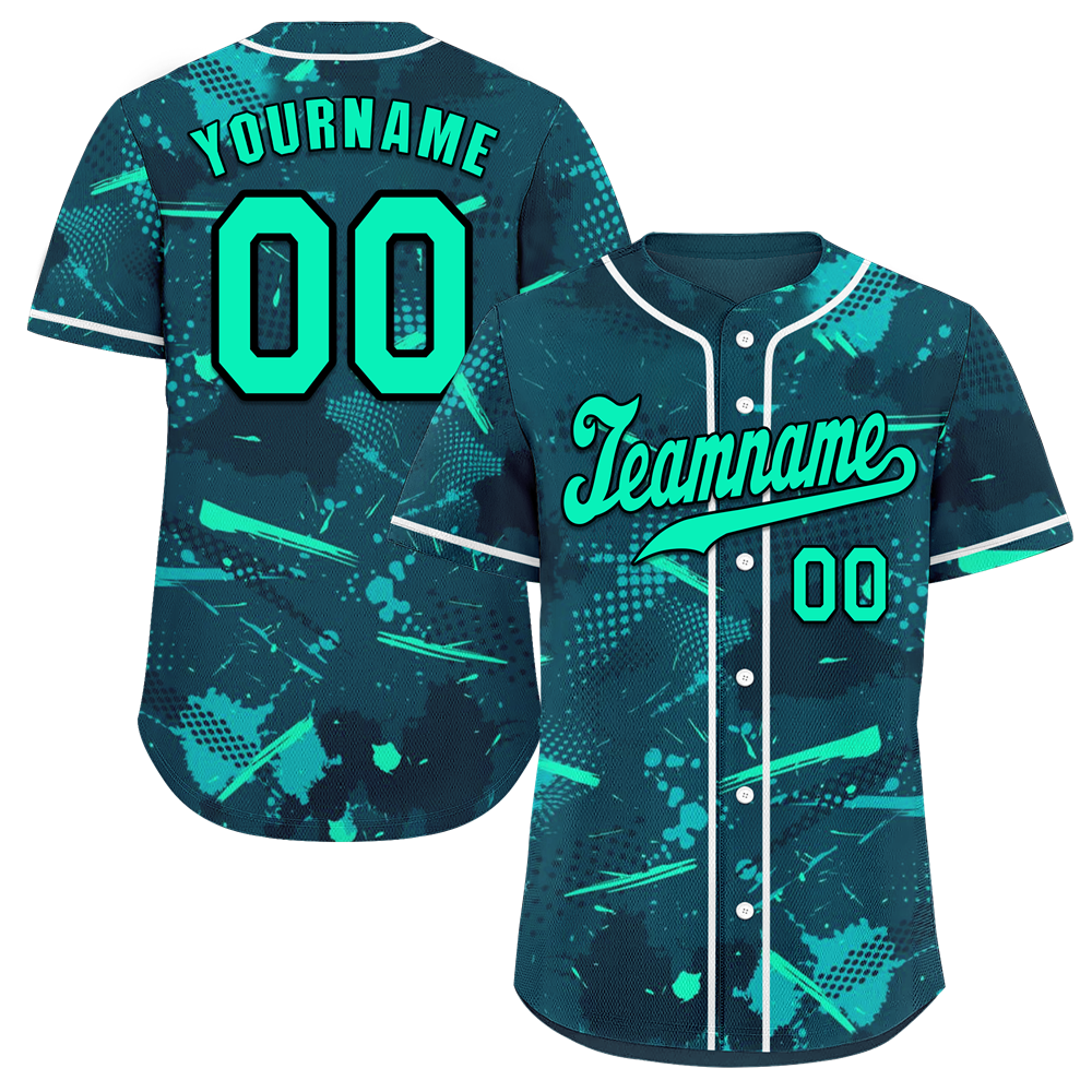 Custom Green Graffiti Pattern Green Authentic Baseball Jersey