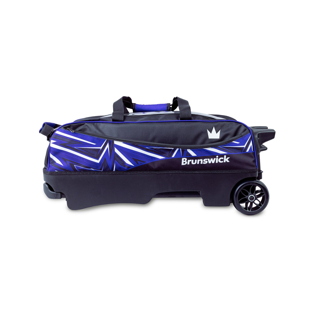 Brunswick Hybrid Triple Roller Bowling Bag - Black/Blue - Brunswick Hybrid Blue-White Front View 1600x1600