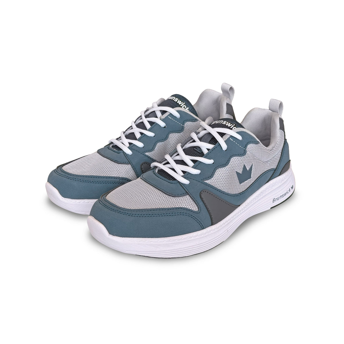 Brunswick Outback Mens Bowling Shoes - Grey/Blue - Brunswick Outback Grey-Blue 3Qtr View Left 1600x1600