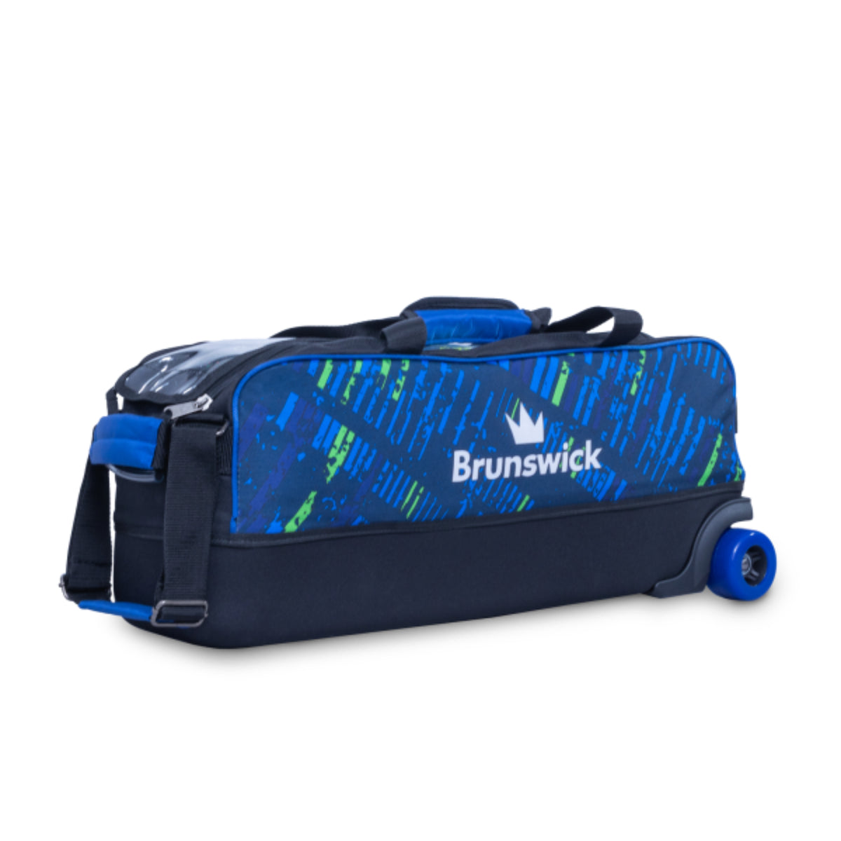 Brunswick Edge 3 Ball Tote Roller With Shoe Pouch Blue Bowling Bag
