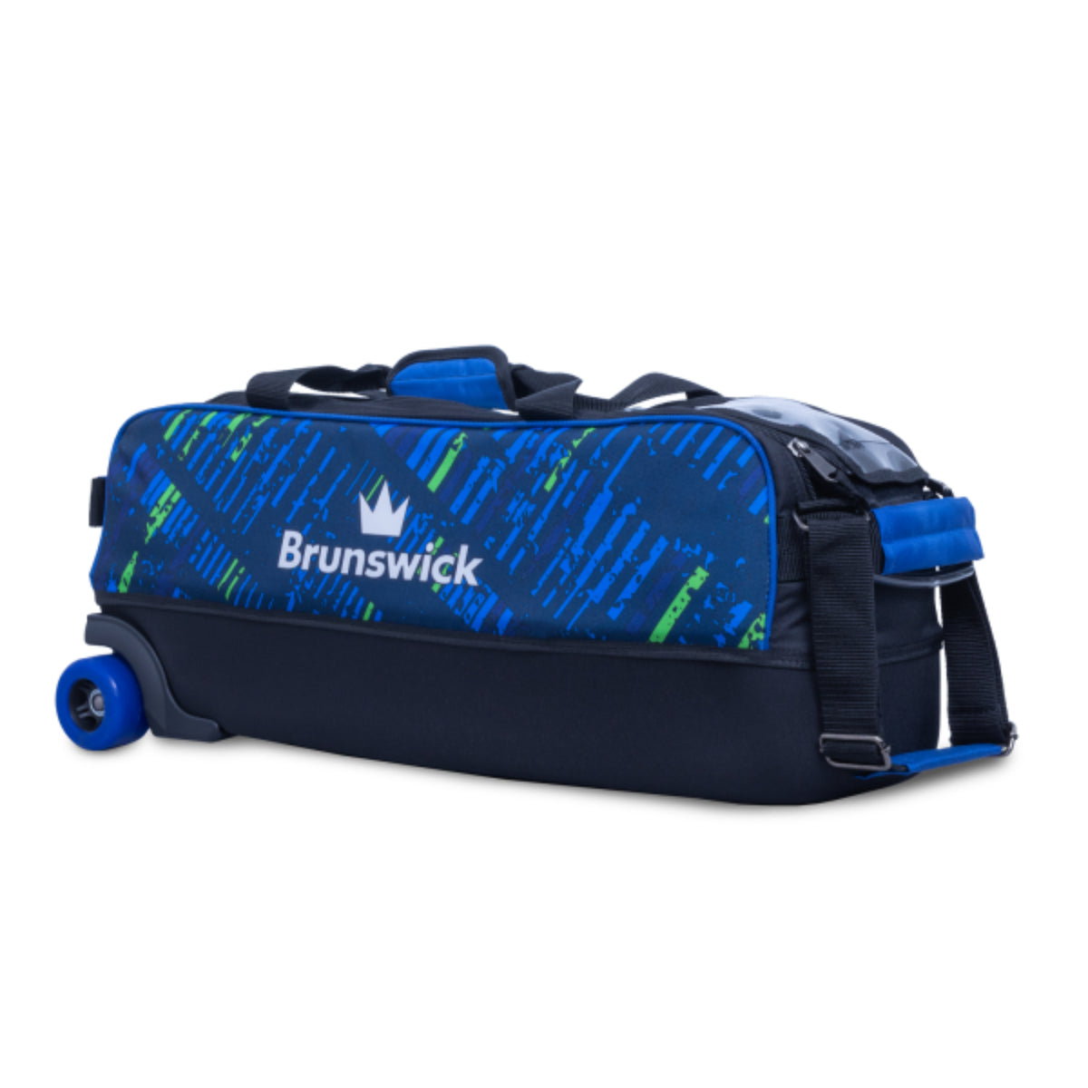 Brunswick Edge 3 Ball Tote Roller With Shoe Pouch Blue Bowling Bag
