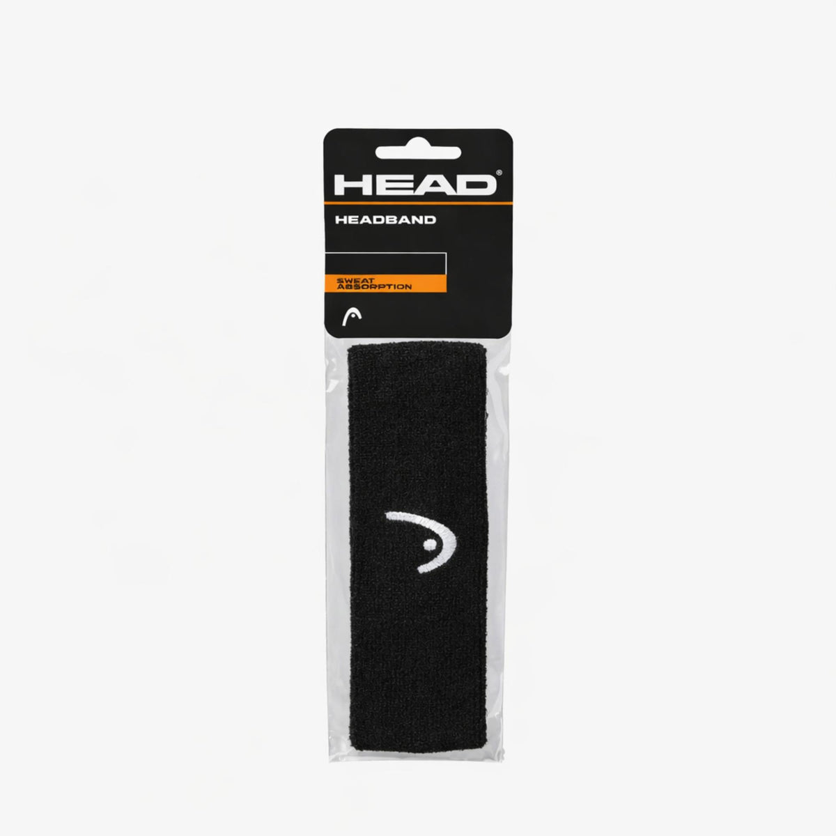 Packaged black HEAD sweat-absorption headband displayed on a white background.
