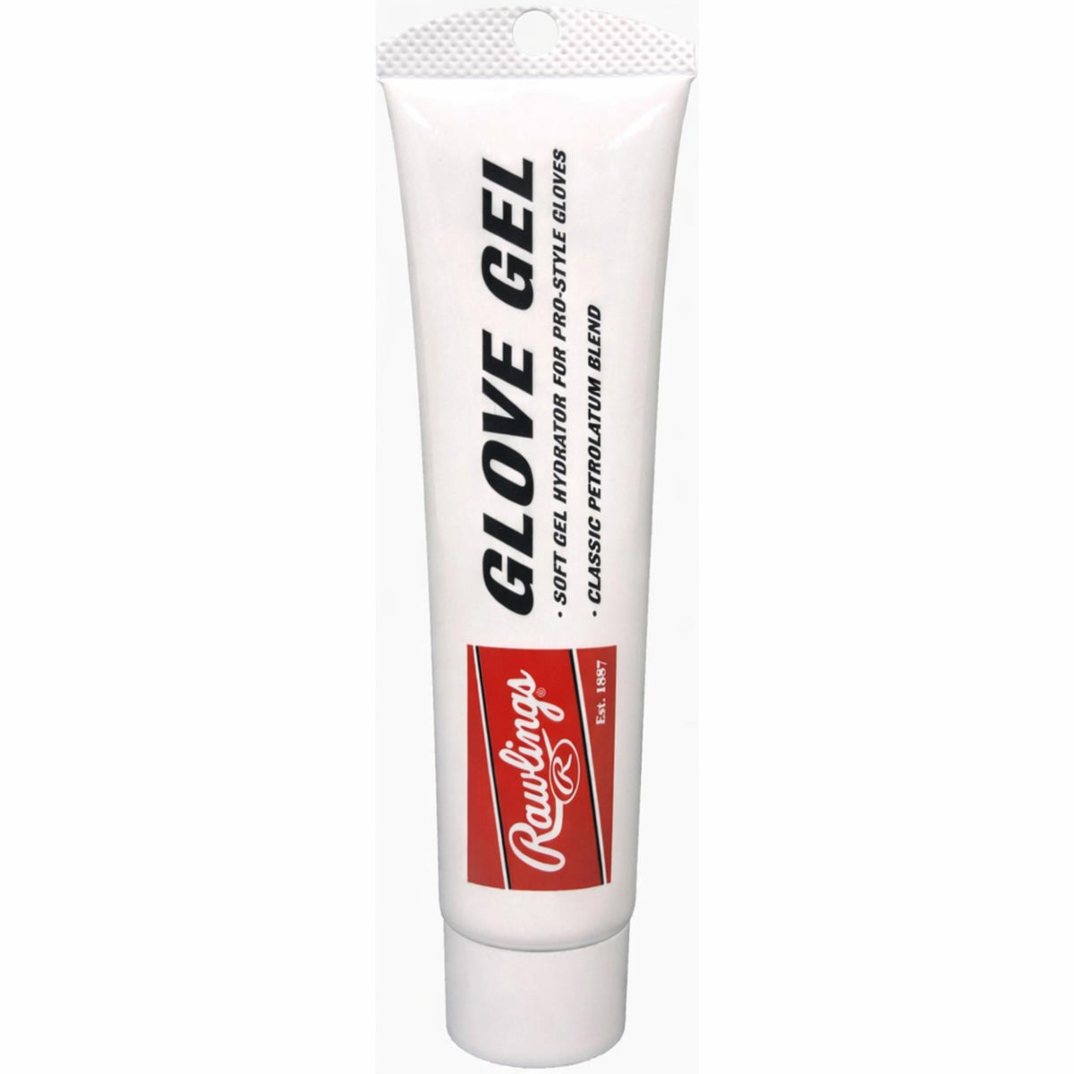 Rawlings Glove Gel in a squeeze tube, a soft gel conditioner designed to moisturize and maintain baseball or softball gloves, helping preserve leather flexibility and extend glove life. ⚾