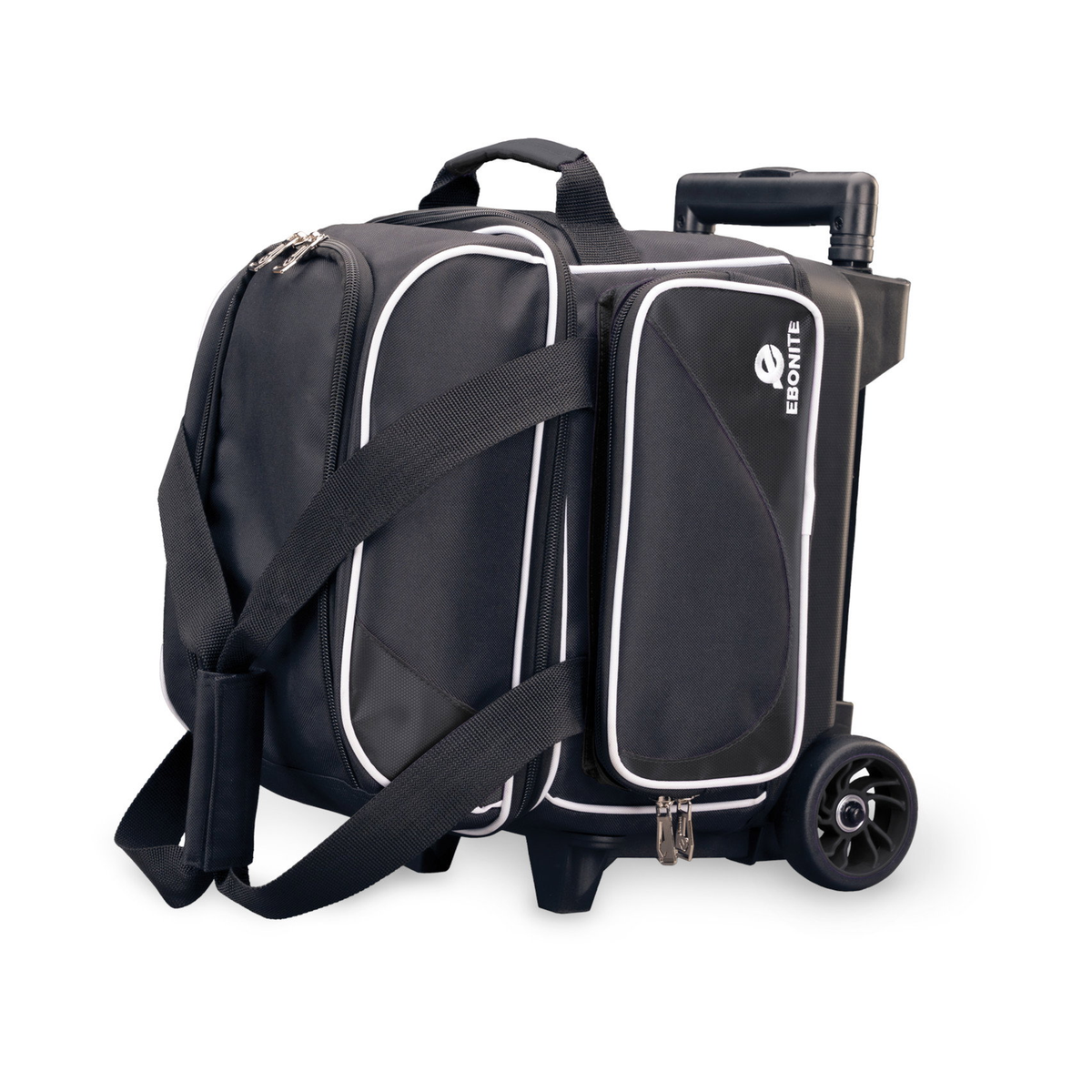Ebonite Transport Single Roller, 1 Ball Wheeled Bowling Bag in Black