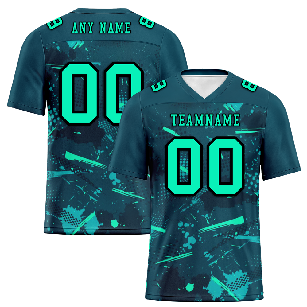 Custom Green Graffiti Pattern Green Personalized Authentic Football Jersey FBJ02-bc0fab8