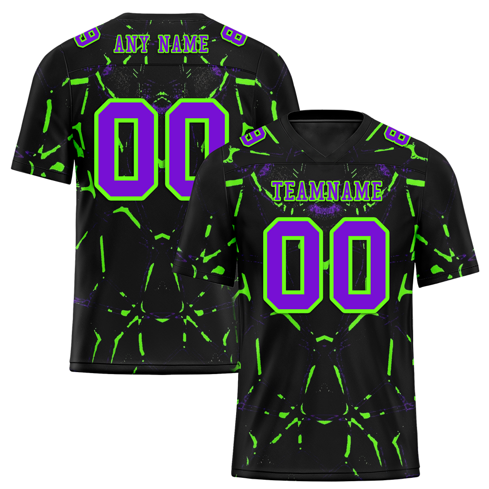 Custom Black Graffiti Pattern Purple Personalized Authentic Football Jersey FBJ02-bc0fac0