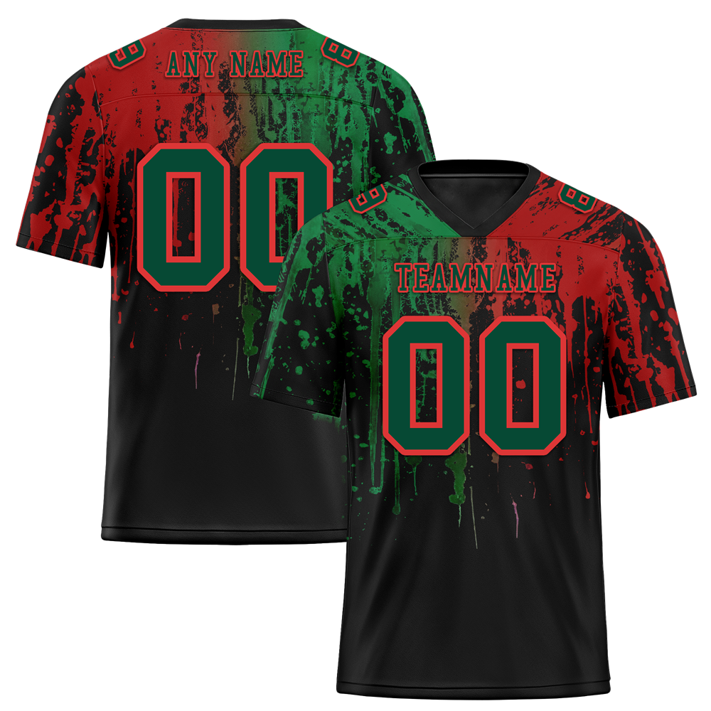 Custom Green Red Graffiti Pattern Green Personalized Authentic Football Jersey FBJ02-bc0faca