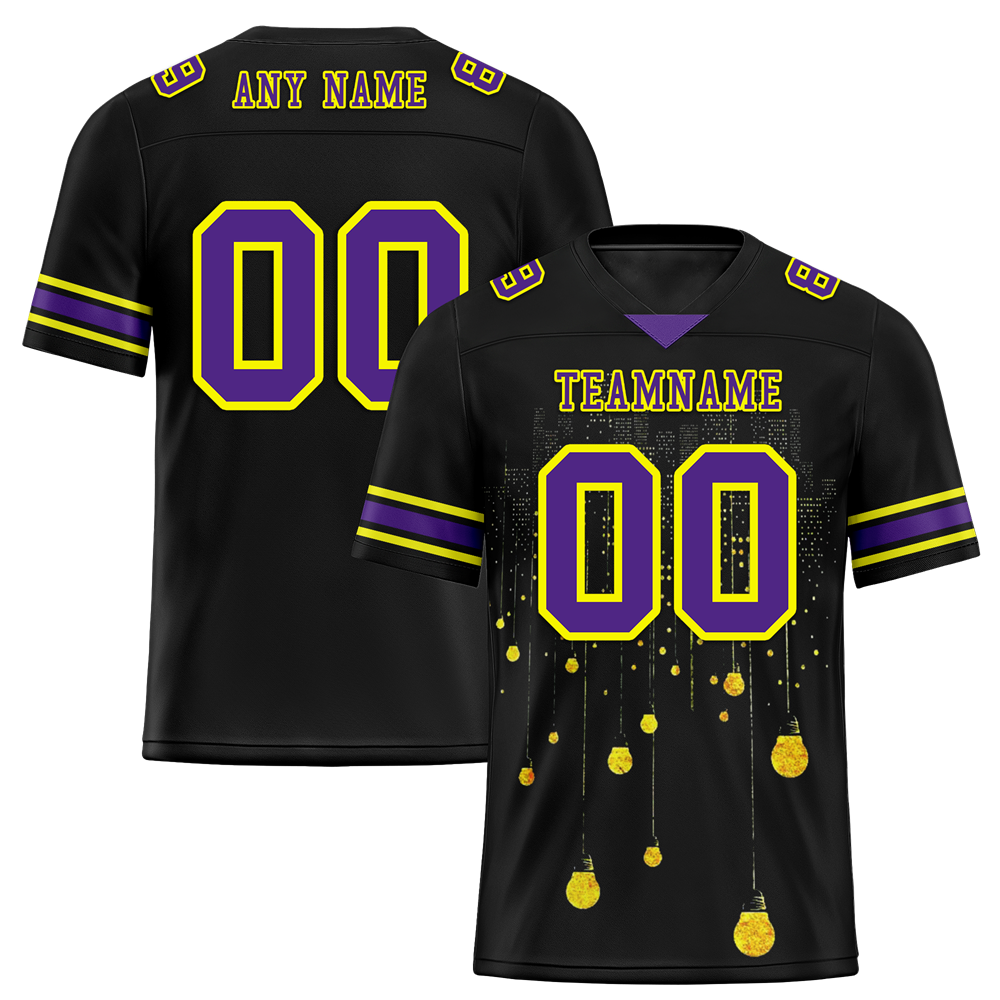 Custom Black Graffiti Pattern Purple Personalized Authentic Football Jersey FBJ02-bc0fac8