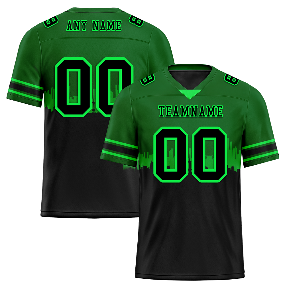 Custom Green Black Graffiti Pattern Black Personalized Authentic Football Jersey FBJ02-bc0fac9