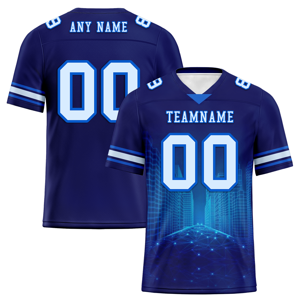 Custom Blue Graffiti Pattern White Personalized Authentic Football Jersey FBJ02-bc0fadb