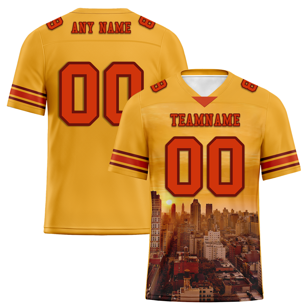 Custom Yellow Graffiti Pattern Orange Personalized Authentic Football Jersey FBJ02-bc0fad8