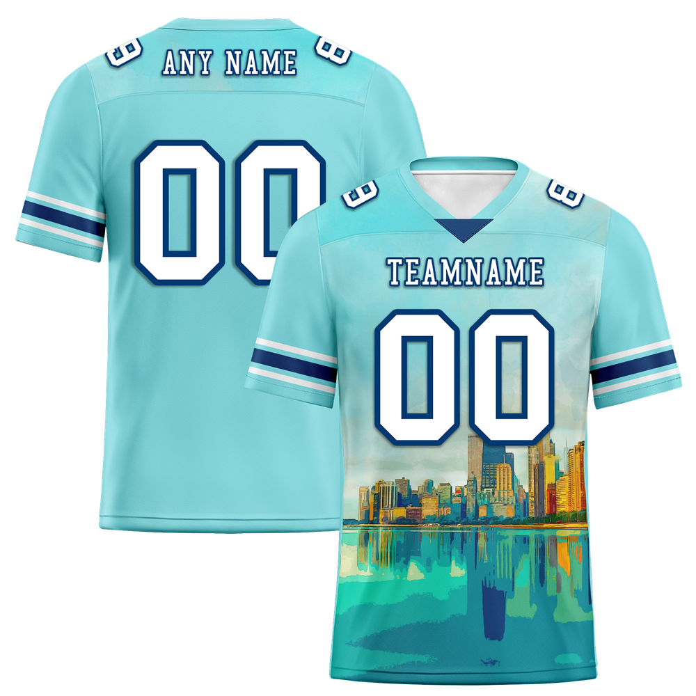 Custom Aqua Graffiti Pattern White Personalized Authentic Football Jersey FBJ02-bc0fae0