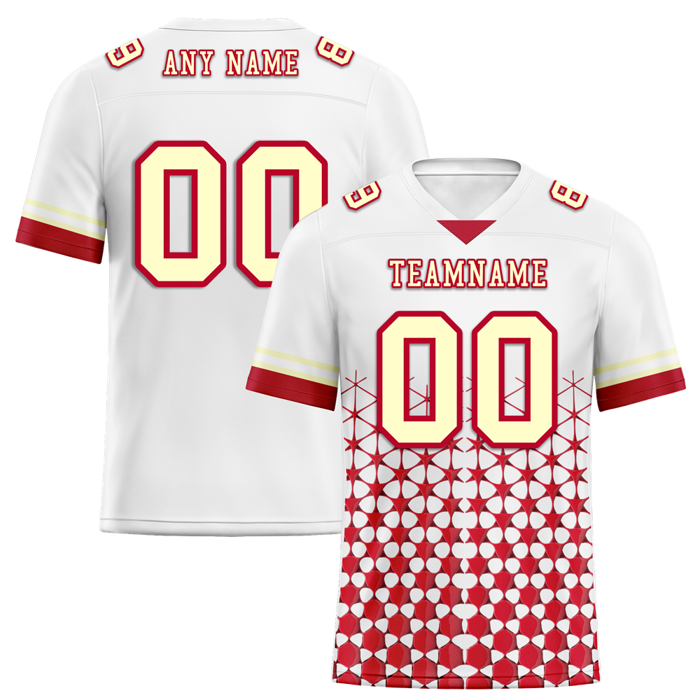Custom White Red 3D Pattern Yellow Personalized Authentic Football Jersey FBJ02-bc0faea