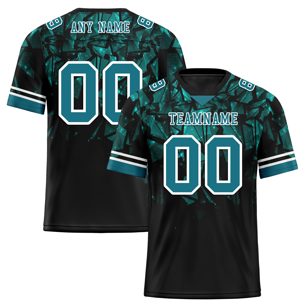 Custom Black 3D Pattern Aqua Personalized Authentic Football Jersey FBJ02-bc0faeb
